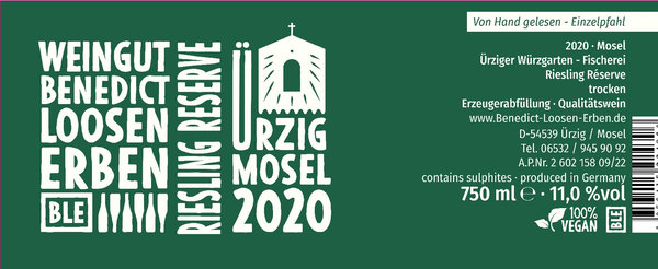 2020 Ürziger Würzgarten - Fischerei Riesling Réserve 5